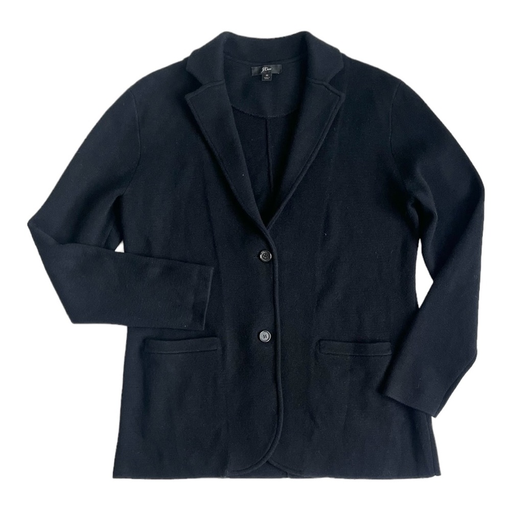 J. Crew Black Eldon Merino Wool Blend Sweater Blazer